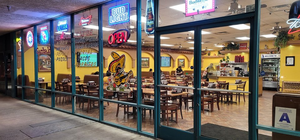 Mexican restaurant dining room with table service